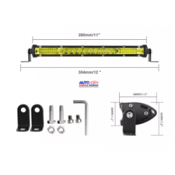 BARRA LED 12  COLOR AMARILLA EXCELENTE ILUMINACION TODO TERRENO 4X4 ANTINIEBLA 78 WATS 12 A 24 VOLTS 3500 KELVIN OEM.