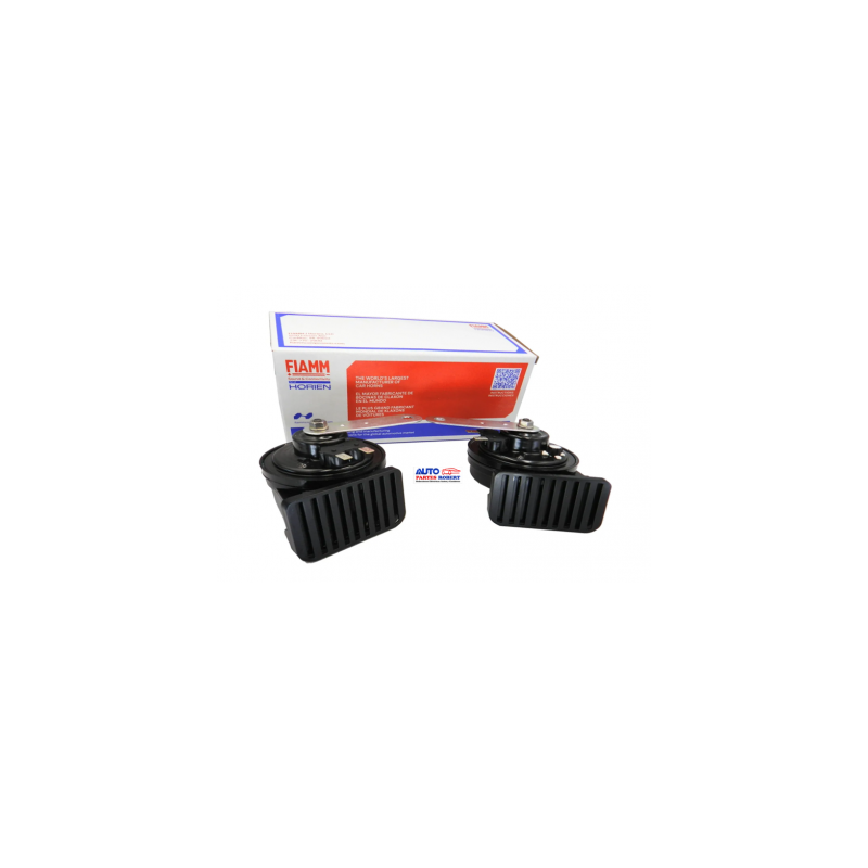 BOCINAS CLAXON CARACOL MARCHA FIAMM SONIDO AGUDA Y GRAVE  JUEGO 2 PIEZAS HECHO EN USA  OEM. 3077