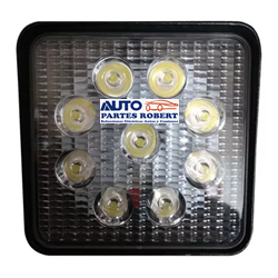 FARO LED CUADRADO 9 LED FIJO TIPO REVERSERO 11CM X 11CM CON BASE CON 1 TORNILLO 2000 LUMEN JUEGO 2 PIEZAS FAL27WC-XLE