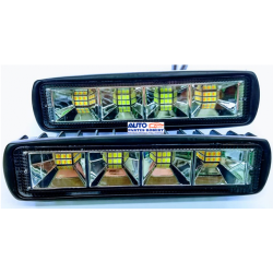 FARO LED RECTANGULAR TIPO BARRA EN COLOR BLANCO CON ESTROBO AMBAR  JUEGO 2 PIEZAS FAL60150WYL-CVT