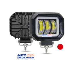 FAROS LED CUADRADO CON LUZ BLANCA 3 LUPAS ARILLO EN GEL COLOR ROJO EXCELENTE ILUMINACION JUEGO 2 PIEZAS  OEM. FAL106R