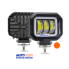 FAROS LED CUADRADO CON LUZ BLANCA CON 3 LUPAS Y ARILLO GEL EN COLOR AMBAR EXCELENTE ILUMINACION JUEGO 2 PIEZAS OEM. FAL105Y