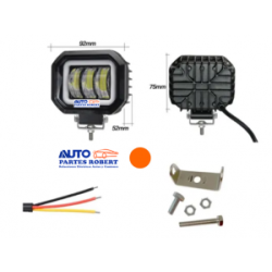 FAROS LED CUADRADO CON LUZ BLANCA CON 3 LUPAS Y ARILLO GEL EN COLOR AMBAR EXCELENTE ILUMINACION JUEGO 2 PIEZAS OEM. FAL105Y