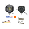 FAROS LED CUADRADO CON LUZ BLANCA CON 3 LUPAS Y ARILLO GEL EN COLOR AMBAR EXCELENTE ILUMINACION JUEGO 2 PIEZAS OEM. FAL105Y