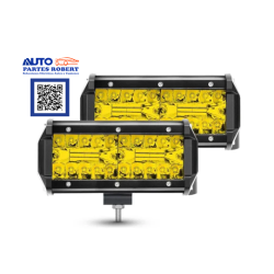 FAROS LED BARRAS 40 LED COLOR AMARILLO FUNCION FIJA Y ESTROBO EXCELENTE ILUMINACION TODO TERRENO  OEM. FAL12Y-SAI