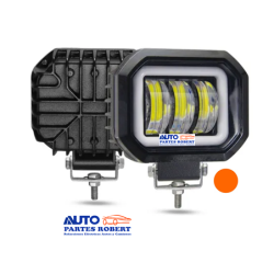FAROS LED CUADRADO CON LUZ BLANCA CON 3 LUPAS Y ARILLO GEL EN COLOR AMBAR EXCELENTE ILUMINACION JUEGO 2 PIEZAS OEM. FAL105Y