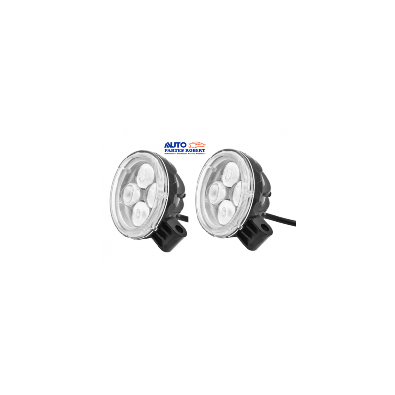 FAROS LED REDONDOS 4 LED CON LUPA COLOR BLANCO EXCELENTE ILUMINACION JUEGO 2-PZ OEM. FA-LHR4LC