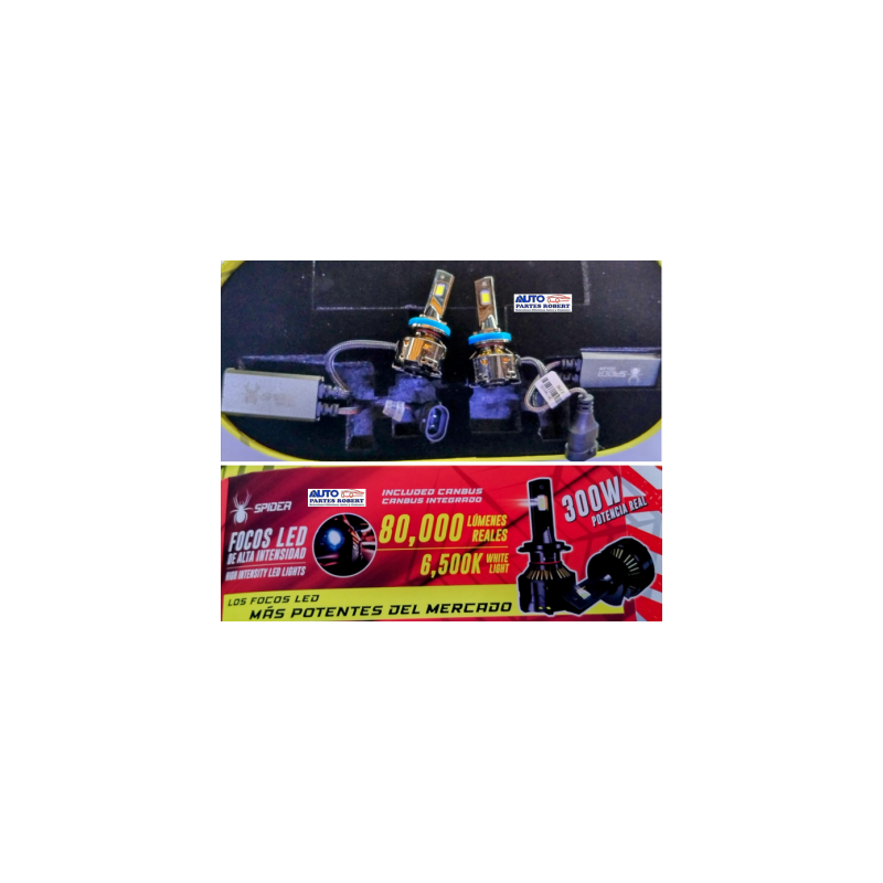 FOCO LED H11 SPIDER 80.000L 300W 6500K INCLUYE VELAS LED 158 CON CAMBUS LLAVERO Y GORRA DE REGALO  OEM. EXTREMA ILUMINACION LED