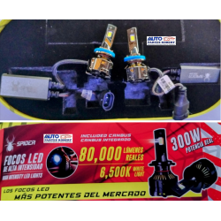 FOCO LED H11 SPIDER 80.000L 300W 6500K INCLUYE VELAS LED 158 CON CAMBUS LLAVERO Y GORRA DE REGALO  OEM. EXTREMA ILUMINACION LED