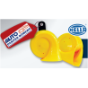 BOCINA HELLA CARACOL AMARILLAS 12V  72W 11Odb GRAVW 400HZ 500HZ JUEGO 2 PIEZAS OEM.