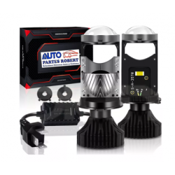 FOCO LED H4 CON LUPA 28.000 LUMENES CON CAMBUS LUZ EXTREMA JUEGO 2 PIEZAS OEM.