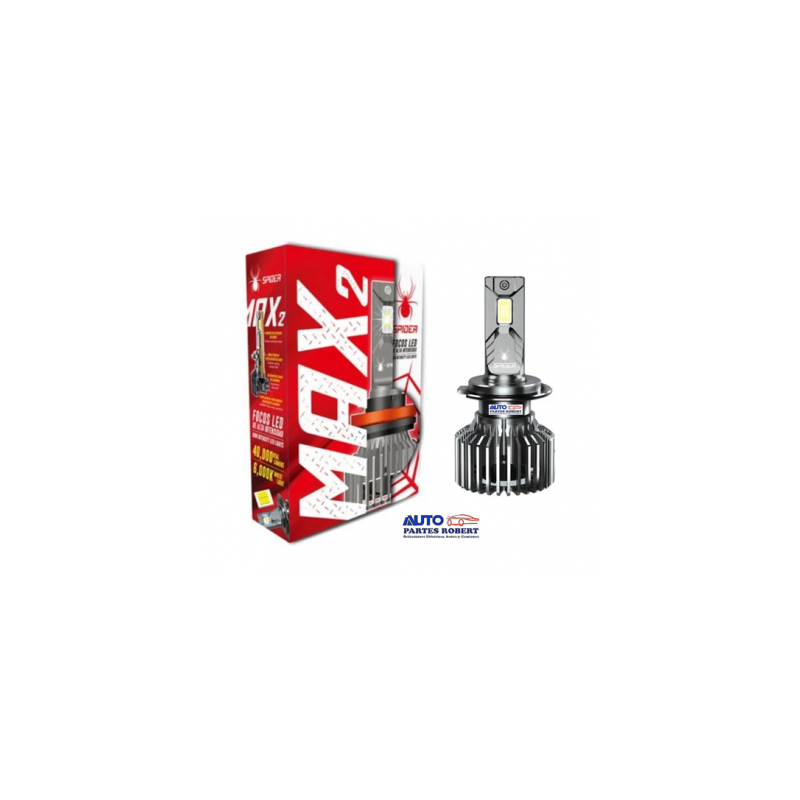 FOCO LED H4 MAX2 SPIDER 40.000 LUMEN ILUMINACION LUZ BLANCA 6000 K JUEGO 2 PIEZAS  OEM. BRH4MAX
