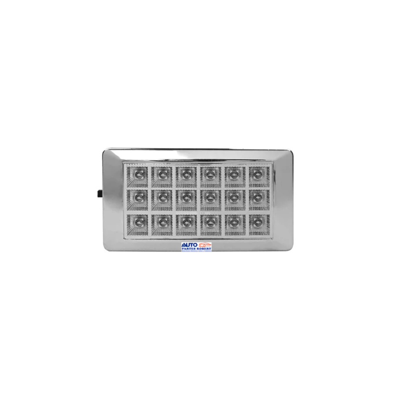 LAMPRA LED PARA LUZ INTERIOR DE AUTOS Y CAMIONES UNIVERSAL CROMADA CON FUNCIONES ON OFF DOOR 18 LED
