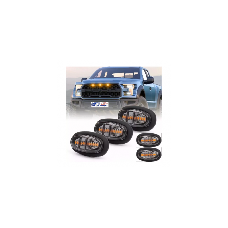 LUZ LED PARRILLA FORD RAPTOR Y JEEP COLOR AMBAR JUEGO 5 PIEZAS OEM. 03484
