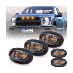 LUZ LED PARRILLA FORD RAPTOR Y JEEP COLOR AMBAR JUEGO 5 PIEZAS OEM. 03484