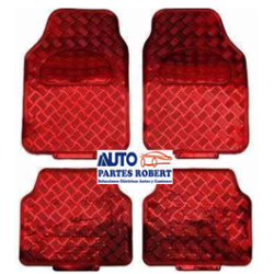 TAPETES HULE METALICO ROJO JUEGO 4 -PIEZAS OEM.
