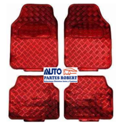 TAPETES HULE METALICO ROJO JUEGO 4 -PIEZAS OEM.