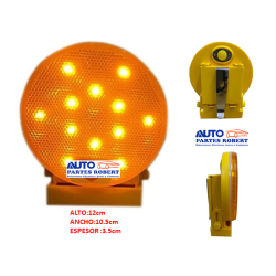 TORRETA LED PORTATIL REDONDA CON IMAN 3 FUNCIONES A SELECCIONAR ESTROBO AJUSTABLE 180  UTILIZA 2 BATERIAS TIPO AA MICA DE POLIOC