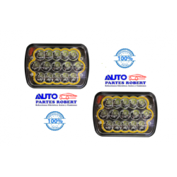 UNIDAD LED 6054 RECTANGULAR GRANDE ALTA Y BAJA CON FUNCION DE VELA EN MARCO AMARILLO TAMAÑO 7 OEM. 6054 LED JUEGO 2 PIEZAS