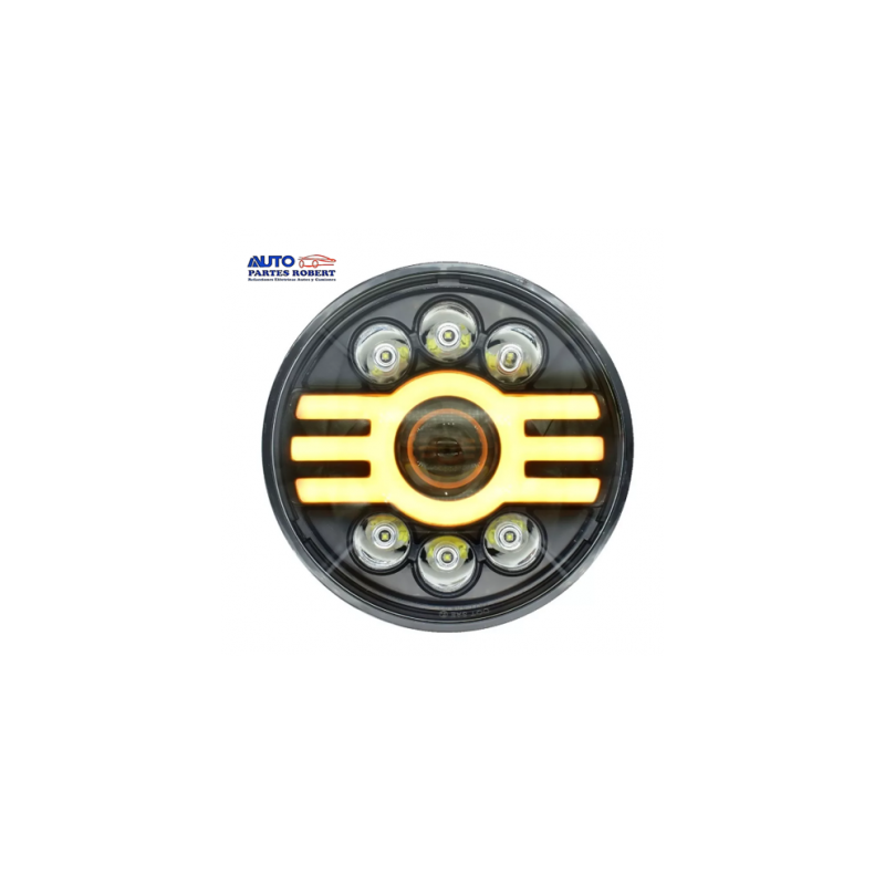 UNIDAD LED REDONDA CON LUPA BICOLOR 7 LED BLANCO Y AMBAR 1 PIEZA  OEM. U-LH184CY