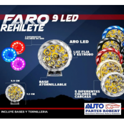 FAROS LED REDONDO TIPO REHILETE CON LUZ FIJA Y ESTROBO IDEAL EN MOTO Y AUTO COMPACTO EXCELENTE ILUMINACION OEM. FALM2BK JUEGO 2 