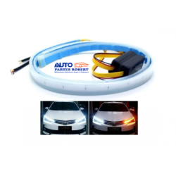 TIRA LED FLEXIBLE DE TIPO GEL COLOR BLANCO Y AMBAR MEDIDA 60 CM 2 PIEZAS  OEM.