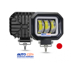 FAROS LED CUADRADO CON LUZ BLANCA 3 LUPAS ARILLO EN GEL COLOR ROJO EXCELENTE ILUMINACION JUEGO 2 PIEZAS  OEM. FAL106R