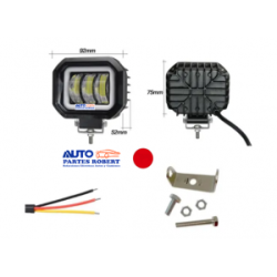 FAROS LED CUADRADO CON LUZ BLANCA 3 LUPAS ARILLO EN GEL COLOR ROJO EXCELENTE ILUMINACION JUEGO 2 PIEZAS  OEM. FAL106R