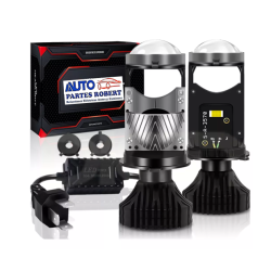 FOCO LED H4 CON LUPA 28.000 LUMENES CON CAMBUS LUZ EXTREMA JUEGO 2 PIEZAS OEM.