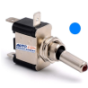 SWITCH PALANCA CROMADO CON LED AZUL ON OFF 3 TERMINALES 12V 20A
