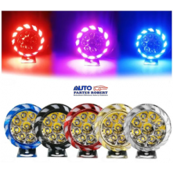 FAROS LED REDONDO TIPO REHILETE CON LUZ FIJA Y ESTROBO IDEAL EN MOTO Y AUTO COMPACTO EXCELENTE ILUMINACION OEM. FALM2BK JUEGO 2 