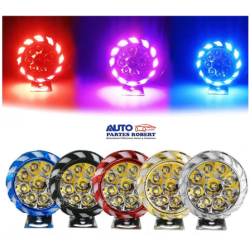 FAROS LED REDONDO TIPO REHILETE CON LUZ FIJA Y ESTROBO IDEAL EN MOTO Y AUTO COMPACTO EXCELENTE ILUMINACION OEM. FALM2BK JUEGO 2 