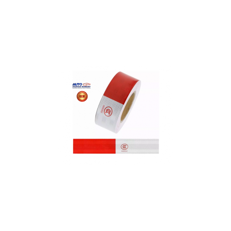 CINTA REFLEJANTE CCC PARA REMOLQUES Y CAJAS DE TRACTO CAMION TIRA 1 METRO ROJO Y BLANCO CALIDAD 3M ANCHO 5 CM OEM. CCC 0000352