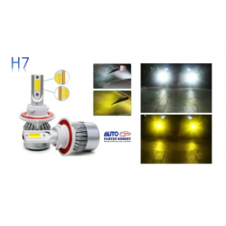 FOCO LED H7 BICOLOR BLANCO Y AMARILLO 2 CARAS 10.000 LUMENES SPEED TODO TERRENO AUTO MOTOCICLETA JEEP CAMION OEM.
