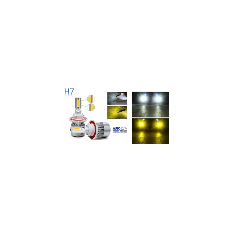 FOCO LED H7 BICOLOR BLANCO Y AMARILLO 2 CARAS 10.000 LUMENES SPEED TODO TERRENO AUTO MOTOCICLETA JEEP CAMION OEM.