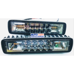FARO LED RECTANGULAR TIPO BARRA 10 LED FRONTALES DE COLOR BLANCO 6 LED LATERALES CON ESTROBO EN COLOR AMBAR 12 30V  JUEGO 2 PIEZ