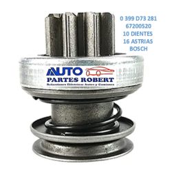 BENDIX ROBERT RENAULT KANGOO SANDERO LOGAN SISTEMA BOSCH 67200520 51226 10 DIENTES 16 ASTRIAS  OEM. 0 339 D73 281