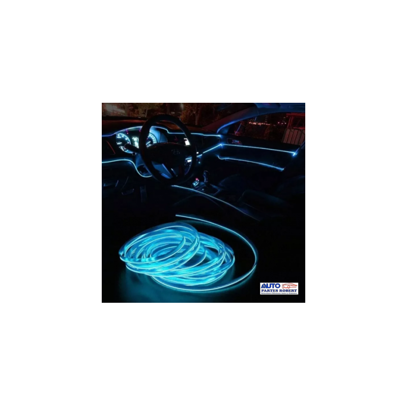 HILO LED PLANO FILO PARA EL TABLERO AUTO COLOR AZUL AGUA 3 METROS  OEM.