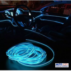 HILO LED PLANO FILO PARA EL TABLERO AUTO COLOR AZUL AGUA 3 METROS  OEM.