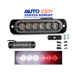 LUZ ESTROBO LATERAL 6 LED TIPO AMBULANCIA  VARIAS FUNCIONES EN COLOR ROJO BLANCO OEM.