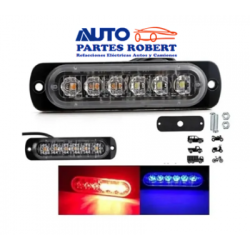LUZ ESTROBO LATERAL 6 LED TIPO PATRULLA ESCOLTA VARIAS FUNCIONES EN COLOR ROJO AZUL OEM.