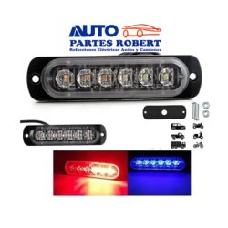 LUZ ESTROBO LATERAL 6 LED TIPO PATRULLA ESCOLTA VARIAS FUNCIONES EN COLOR ROJO AZUL OEM.