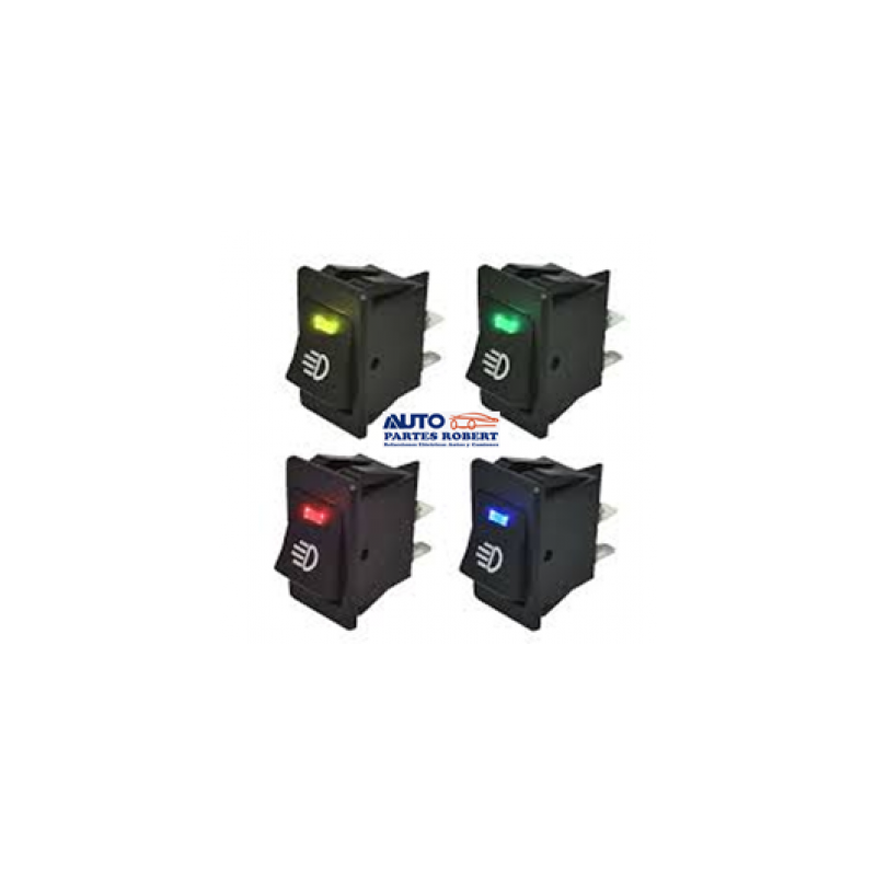 SWITCH TECLA CON PILOTO VERDE ON OFF 12V 4 TERMINALES IDEAL PARA NISSAN URVAN  TAMAÑO EXACTO PARA EL TABLERO 38.5 X 21mm OEM. AS