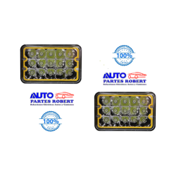 UNIDAD LED 4656 RECTANGULAR CHICA 5" ALTA Y BAJA CON MARCO AMARILLO JUEGO DE 2 PIEZAS 12 VOLTS Y 24 VOLTS  OEM. 4656 LED